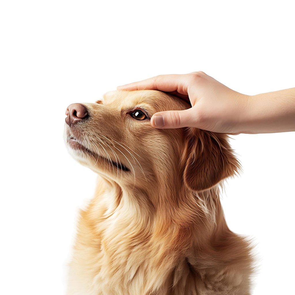 Cão sendo acariciado por veterinário em atendimento humanizado